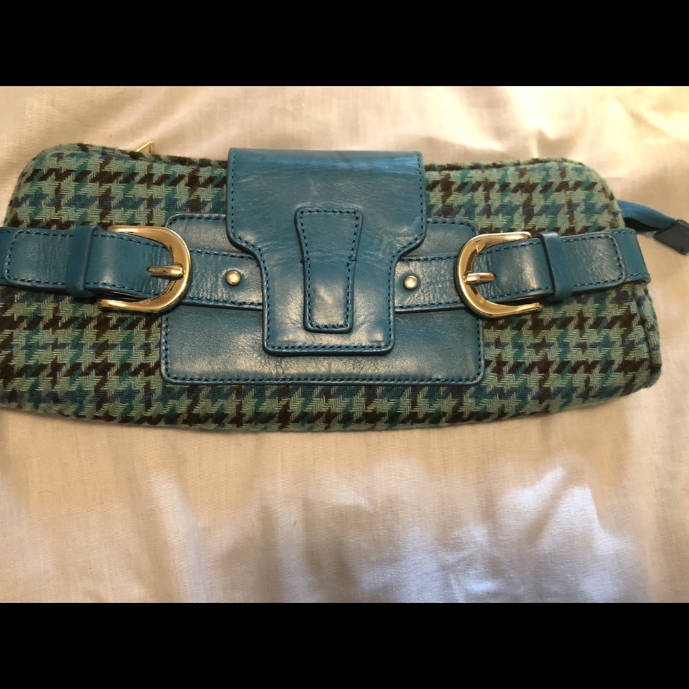 Teal Banana Republic Houndstooth Clutch Purse